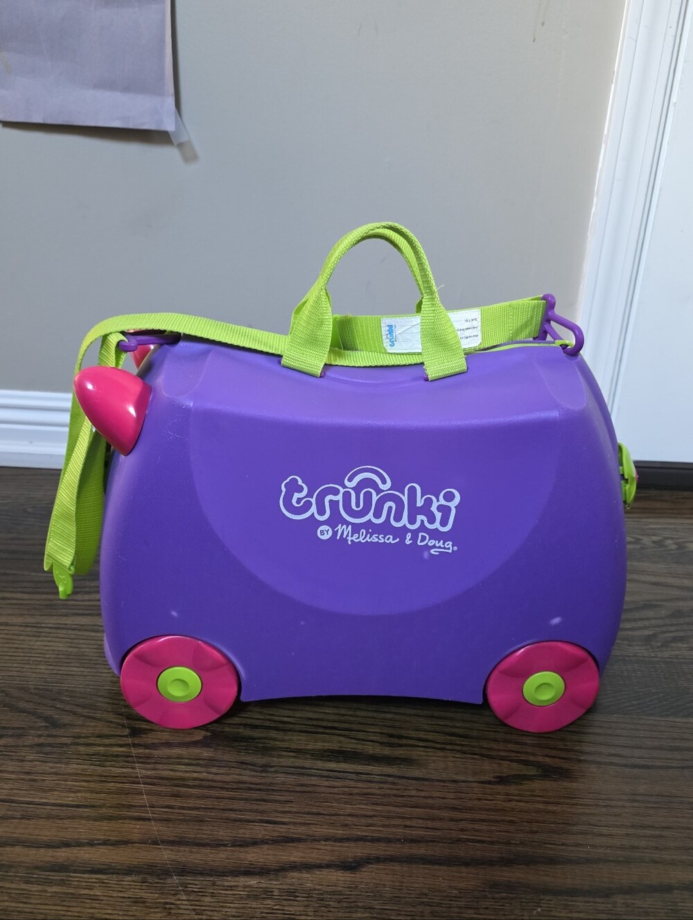 Melissa & Doug Trunki Kids Ride On Suitcase Purple Pink Green Rolling Carry On